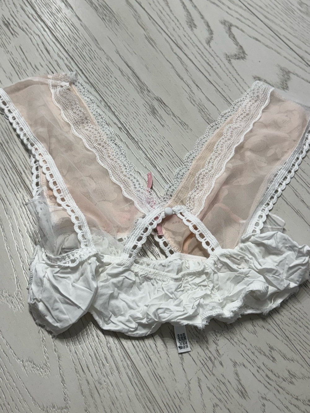 For Love And Lemons Sheer Lace Bralette Camisole in White and Pink - Picture 6 of 9